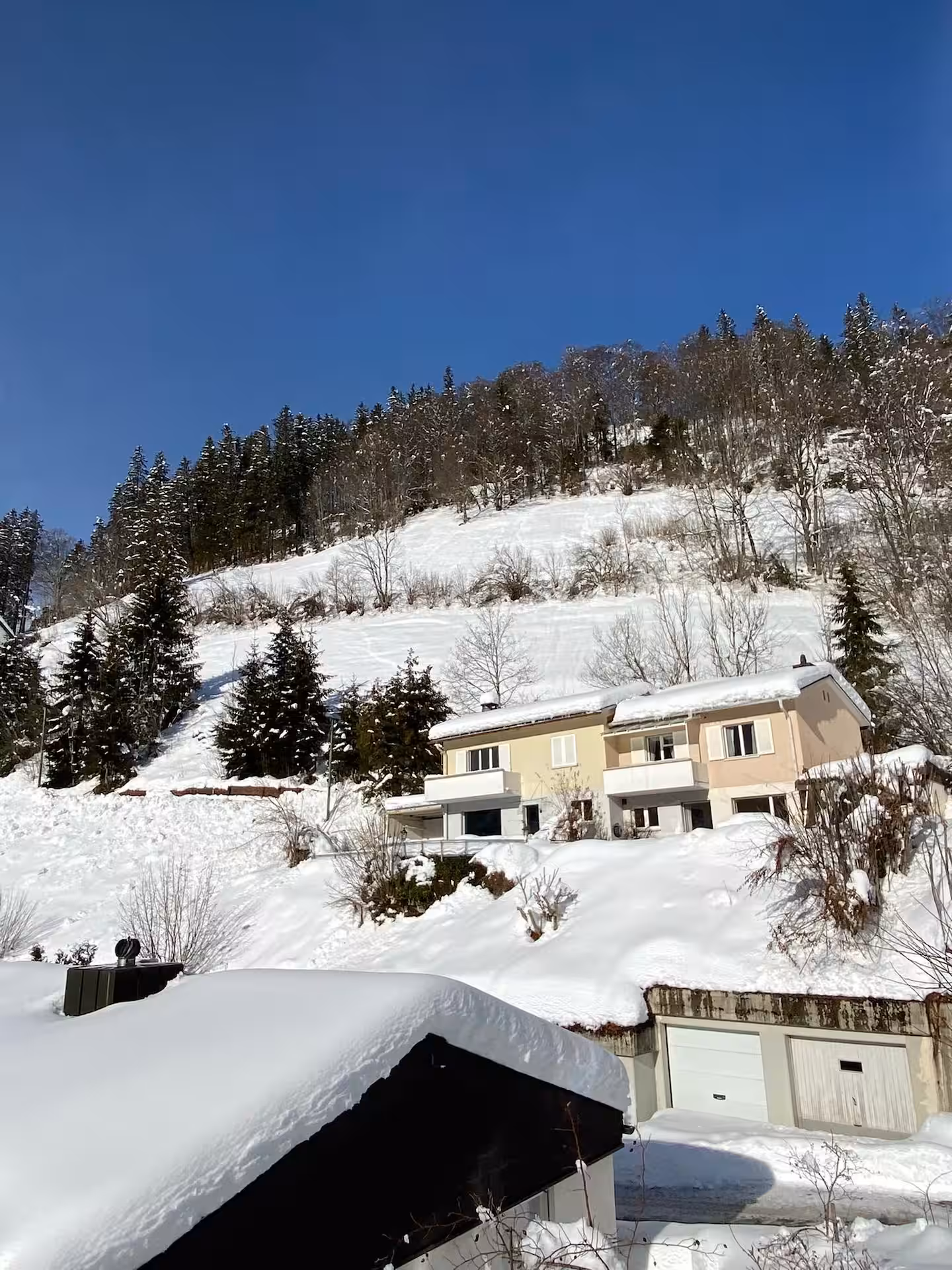 Eichhörnli Chalet in verschneiter Landschaft